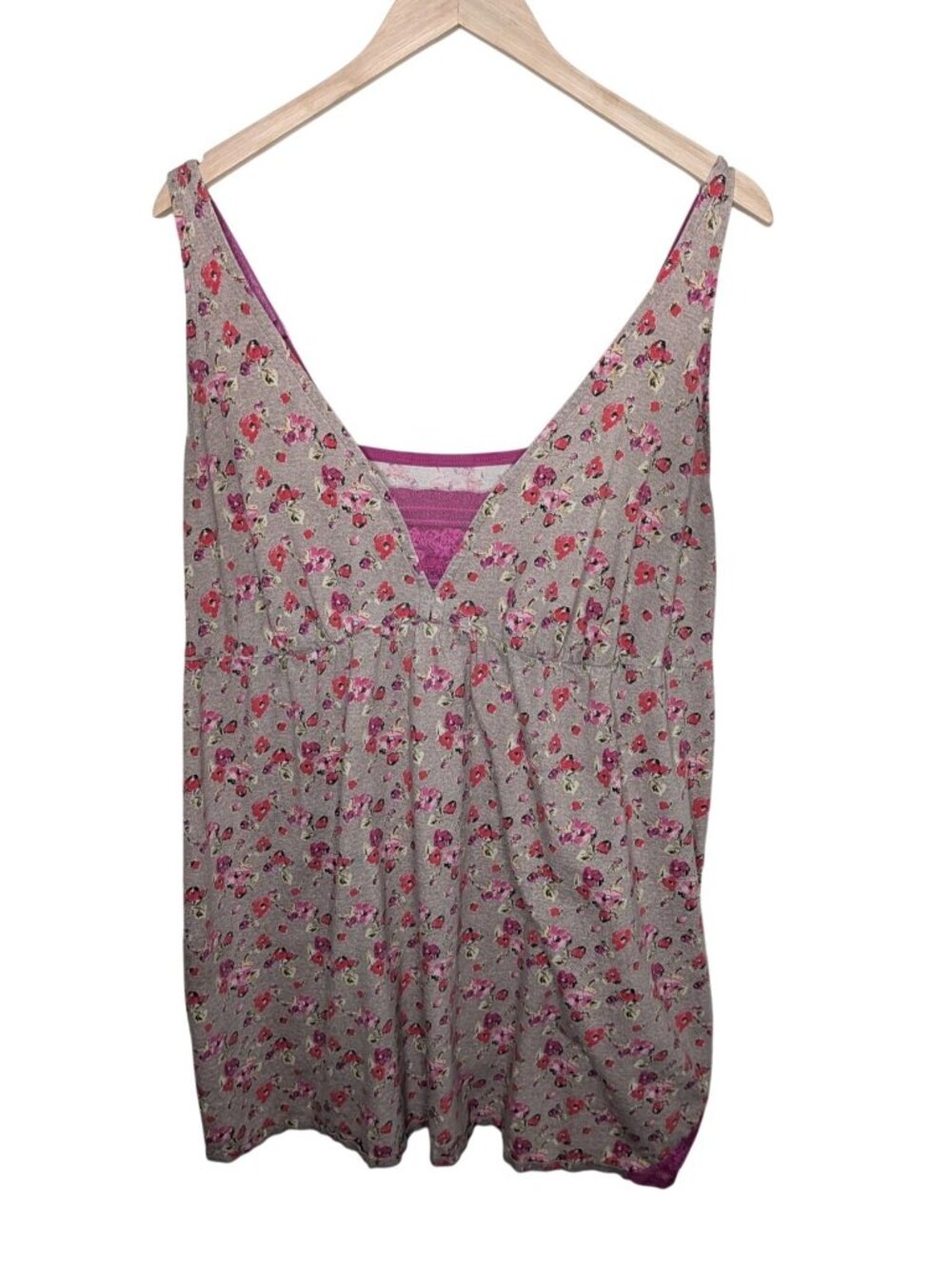 Lane Bryant Cacique Plus Size gray Floral Print Sleeveless Sleep Tank 22/24